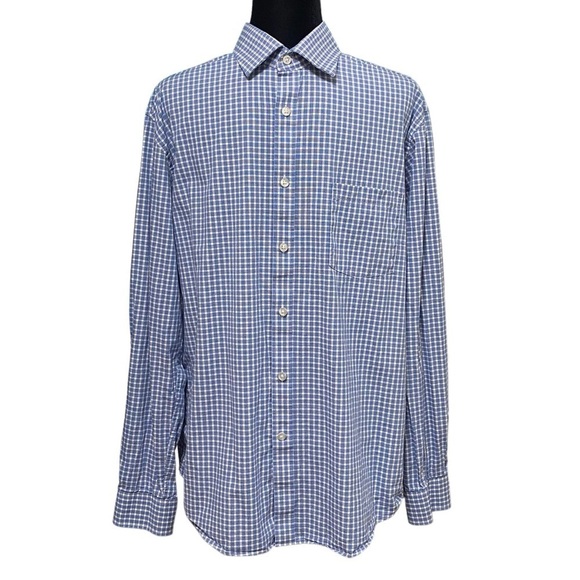 Michael Kors Blue Plaid Button Down Shirt 16.5 34/35 Regular Fit Classic - Picture 1 of 8